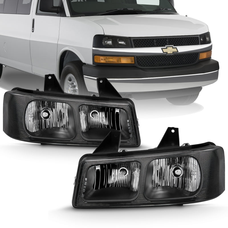 ANZO 2003-2017 Chevy Express Crystal Headlight Black 111474 111474 Photo - lifestyle view
