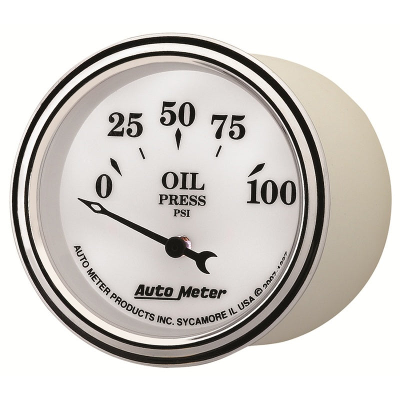 AutoMeter Gauge Oil Press 2-1/16in. 100PSI Elec Old Tyme White II 1227 1227 User 2