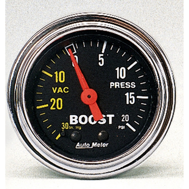 Autometer 2-1/16" Boost/Vacuum, 30 In Hg/20 Psi, Mechanical, Traditional Chrome 2401 Photo - Primary