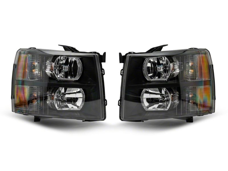 Raxiom 07-13 Chevrolet Silverado 1500 Euro Headlights- Blk Housing (Clear Lens) S112706 S112706 Photo - Close Up