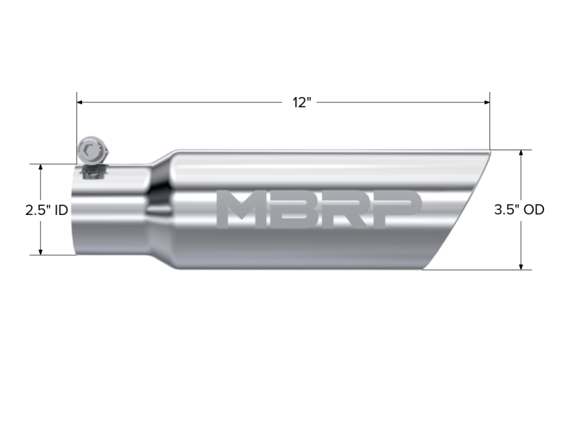 MBRP Universal Tip 3in O.D. Dual Wall Angled 2 inlet 12 length T5106 Photo - Close Up