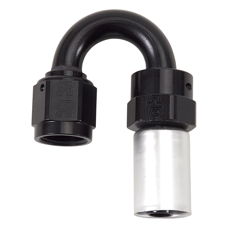 Russell Crimp-On 180° Tight Radius Hose End - Black / Silver 610573 Photo - Primary