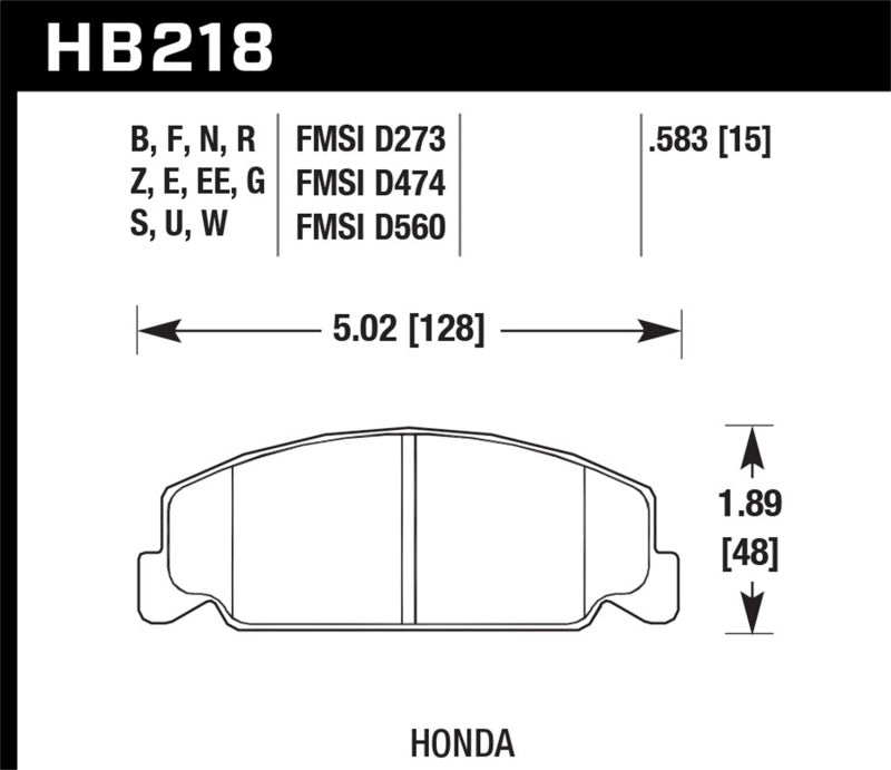 Hawk Performance Hawk 1985 Honda Accord 1.8L Base Organic Brakes Front ER-1 Brake Pads HB218D.583 HB218D.583 Photo - Primary