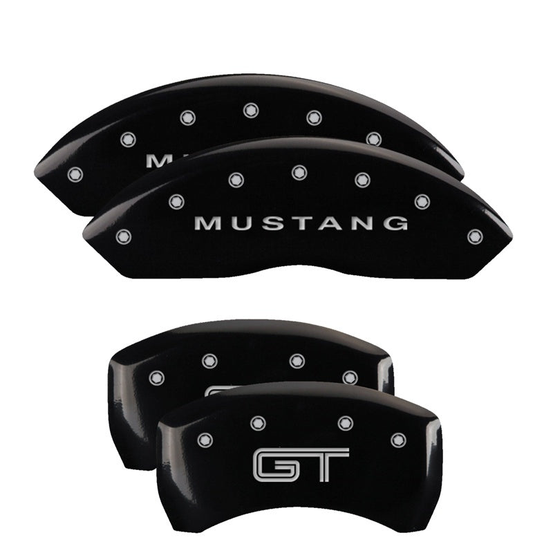 MGP Caliper Covers (set of 4), Engraved Front Mustang Engraved Rear S197 10197SMG2BK Photo - Primary