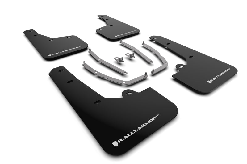 Rally Armor 2022 Hyundai Tucson Black UR Mud Flap w/ White Logo MF75-UR-BLK-WH MF75-UR-BLK-WH Photo - Primary