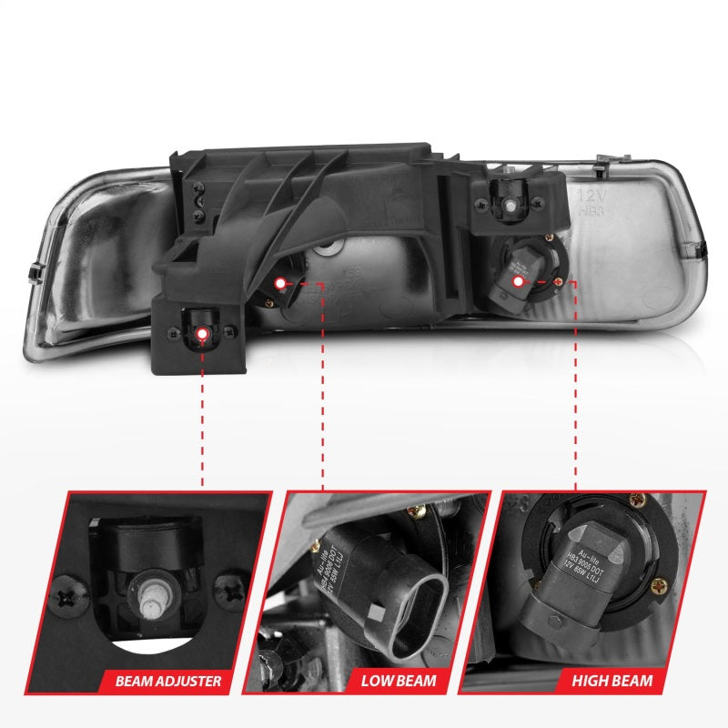 Anzo 1999-2002 Chevrolet Silverado 1500 Crystal Headlights Chrome 111011 Photo - Unmounted