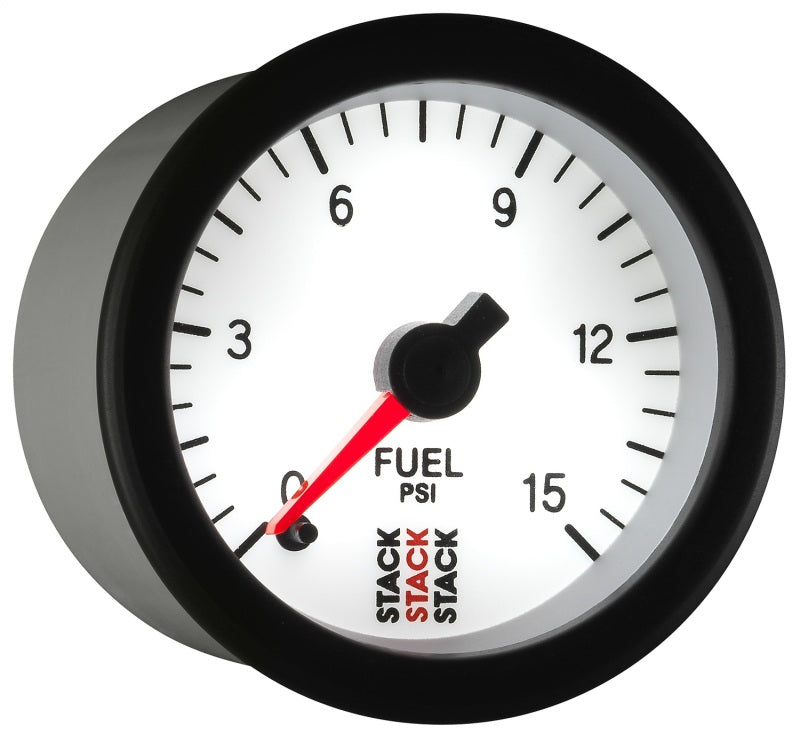 Autometer Stack 52mm 0-15 PSI 1/8in NPTF Male Pro Stepper Motor Fuel Pressure Gauge - White ST3354 ST3354 User 6