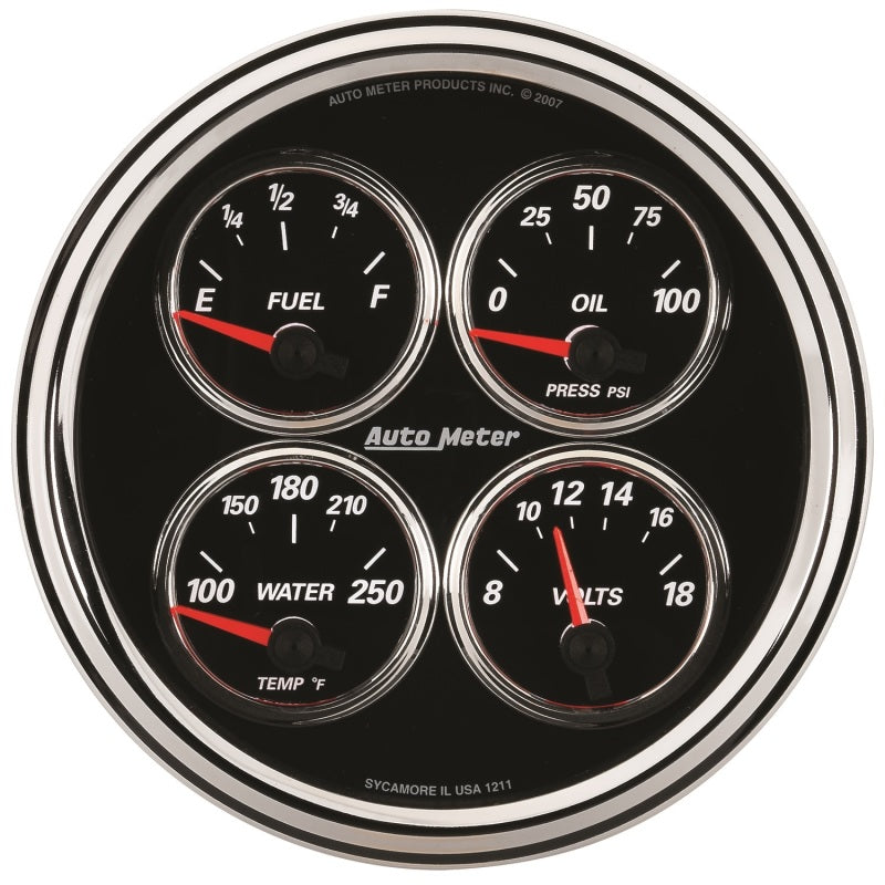 AutoMeter Gauge Quad 5in. 240 Ohm(e) to 33 Ohm(f) Elec Designer Black II 1211 1211 Photo - Primary