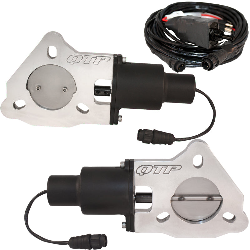 QTP 2.25in Bolt-On QTEC Dual Electric Cutout Valves - Pair QTEC45 QTEC45 Photo - Primary
