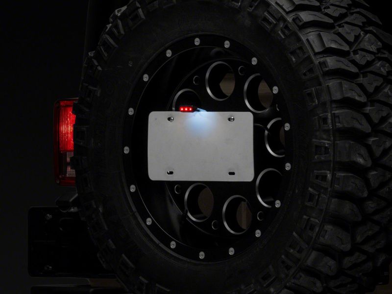 Raxiom 07-18 Jeep Wrangler JK Axial Series License Plate Bracket w/ LED Brake Light J132759 J132759 Photo - Close Up