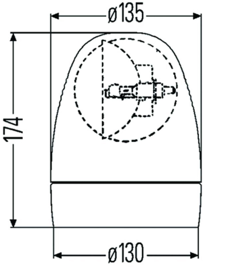 Hella Rotating Beacon H12V Amber Lamp 2Rl 007337021 007337021 Technical Drawing