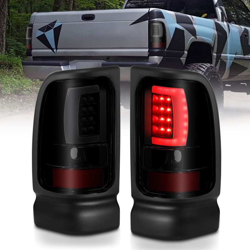 ANZO 1994-2001 Dodge Ram 1500 LED Taillights Plank Style Black w/Smoke Lens 311340 311340 Photo - Primary