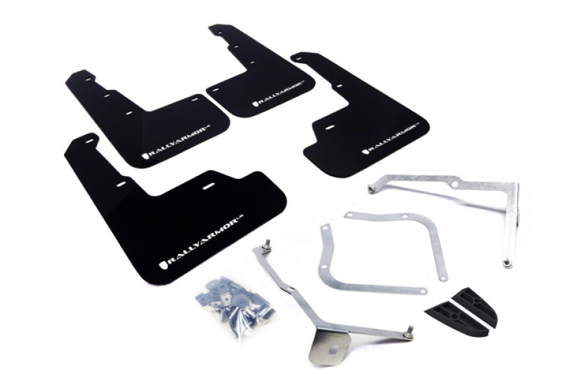 Rally Armor 15+ Subaru Wrx & Sti Sedan Only Ur Black Mud Flap w/ White Logo MF32-UR-BLK/WH Photo - Primary