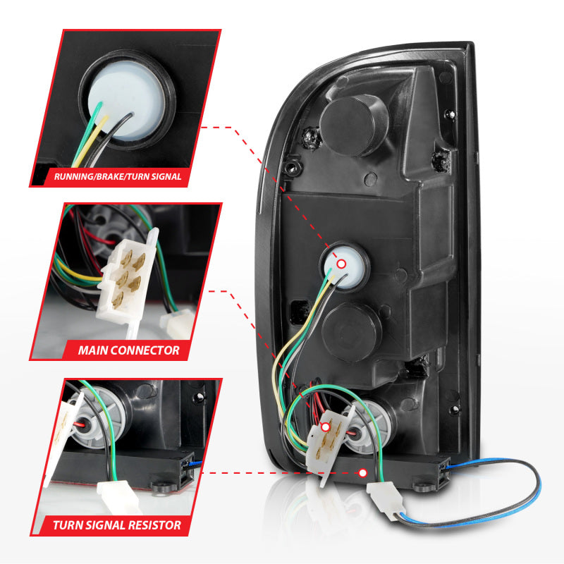 ANZO 95-00 Toyota Tacoma LED Taillights Black Housing Clear Lens (Pair) 311353 311353 Photo - Unmounted