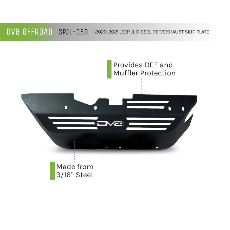 DV8 Offroad 20-22 Jeep Wrangler JL (3.0L Diesel) Rear Diff Skid Plate for Dana 44 SPJL-05D SPJL-05D Product Brochure - a specific brochure describing a Product