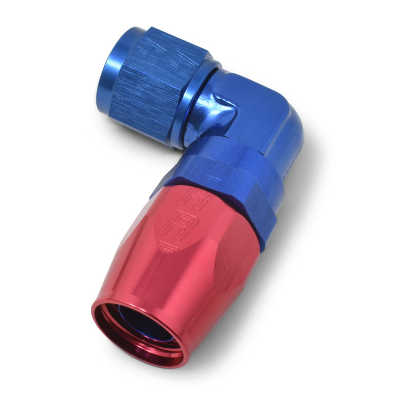 Russell 90° Forged Aluminum Swivel Hose End - Red / Blue 613650 Photo - out of package