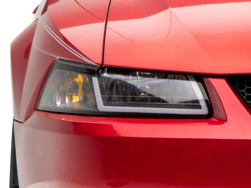 Raxiom 99-04 Ford Mustang Axial Series Headlights w/ Sequential LED Bar- Blk Housing (Clear Lens) 422713 422713 Photo - Close Up