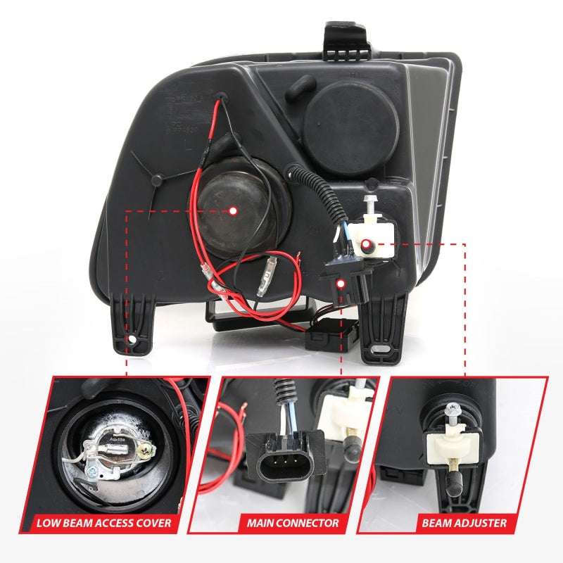 Anzo 2005-2009 Ford Mustang Projector Headlights w/ Halo Black 121166 Photo - Unmounted