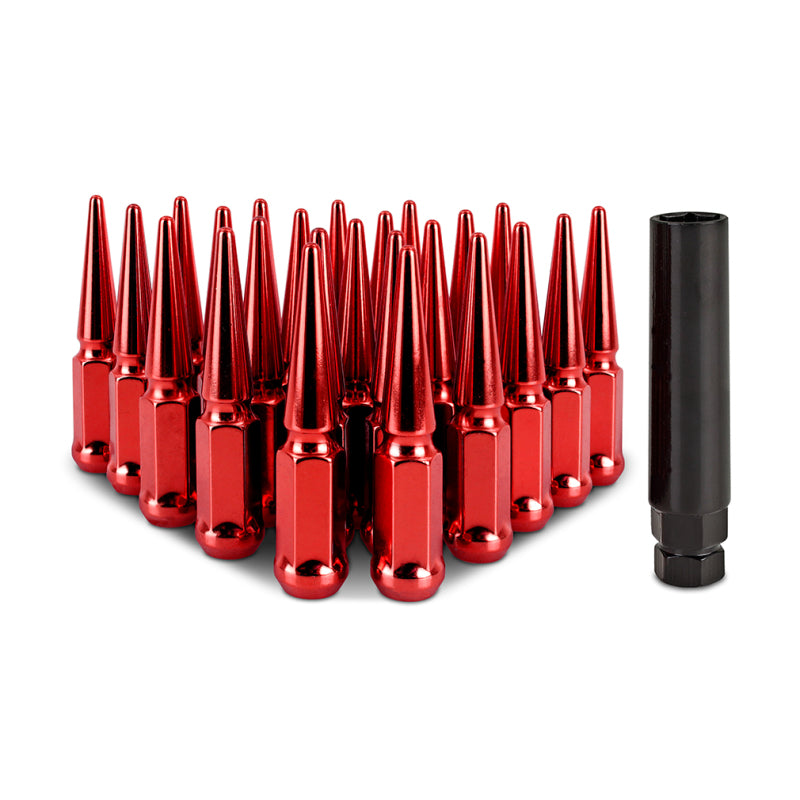 Mishimoto Mishimoto Steel Spiked Lug Nuts M12 x 1.5 24pc Set Red MMLG-SP1215-24RD MMLG-SP1215-24RD Photo - Primary