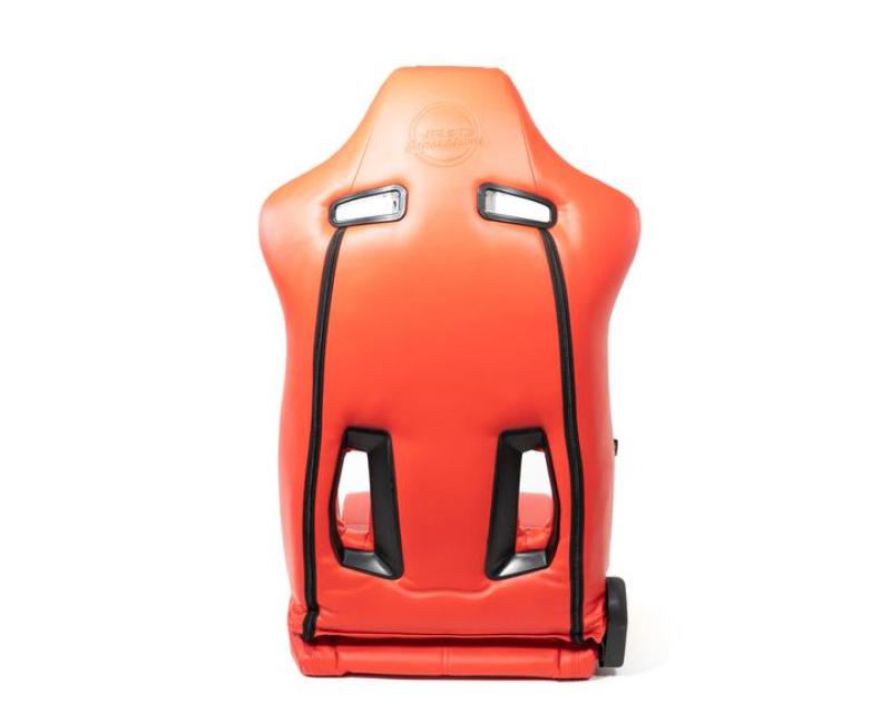 NRG "The Arrow" Sports Vinyl Seat Red w/ Red Stitch plus Pressed l RSC-810RD L/R User 1