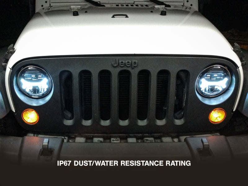 Raxiom 07-18 Jeep Wrangler JK LED Halo Headlights- Black Housing (Clear Lens) J123773 J123773 Photo - Close Up