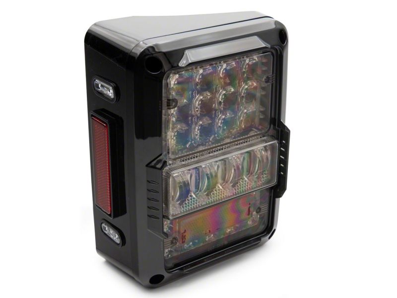 Raxiom 07-18 Jeep Wrangler JK Axial Series Lux LED Tail Lights- Blk Housing (Clear Lens) J141596 J141596 Photo - Close Up