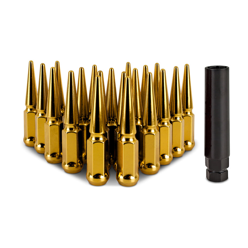 Mishimoto Steel Spiked Lug Nuts M12x1.5 20pc Set - Gold MMLG-SP1215-20GD MMLG-SP1215-20GD Photo - Primary
