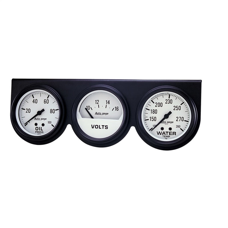 Autometer Gauge Console Oilp/Wtmp/Volt 2-5/8" 100 Psi/280 °F/16V Wht Dial Blk 2328 Photo - Primary