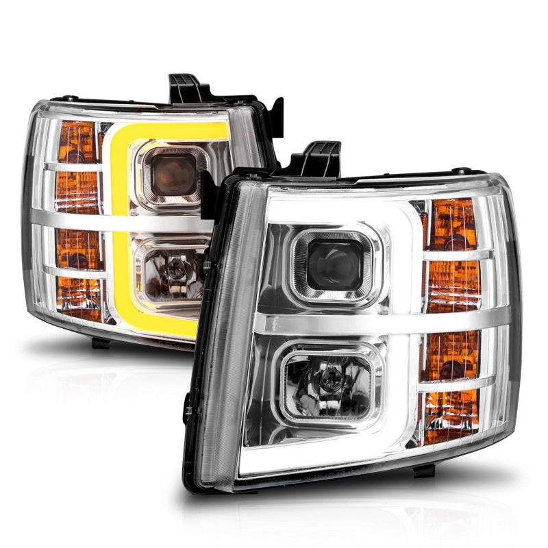 ANZO 2007-2013 Chevrolet Silverado 1500 Projector w/ Light Bar Chrome Housing w/ Sequential 111546 111546 Photo - Unmounted