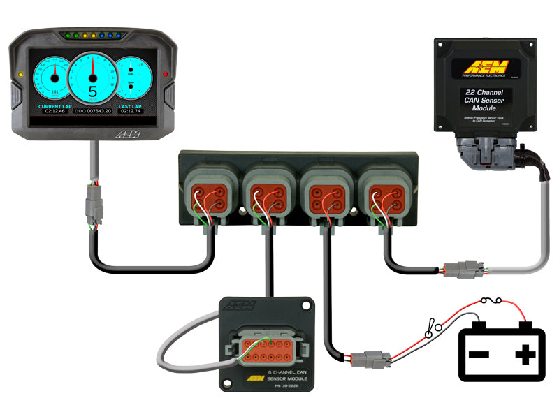 AEM Electronics 4 Port AEMnet CAN Hub 30-2225 Illustration Guide