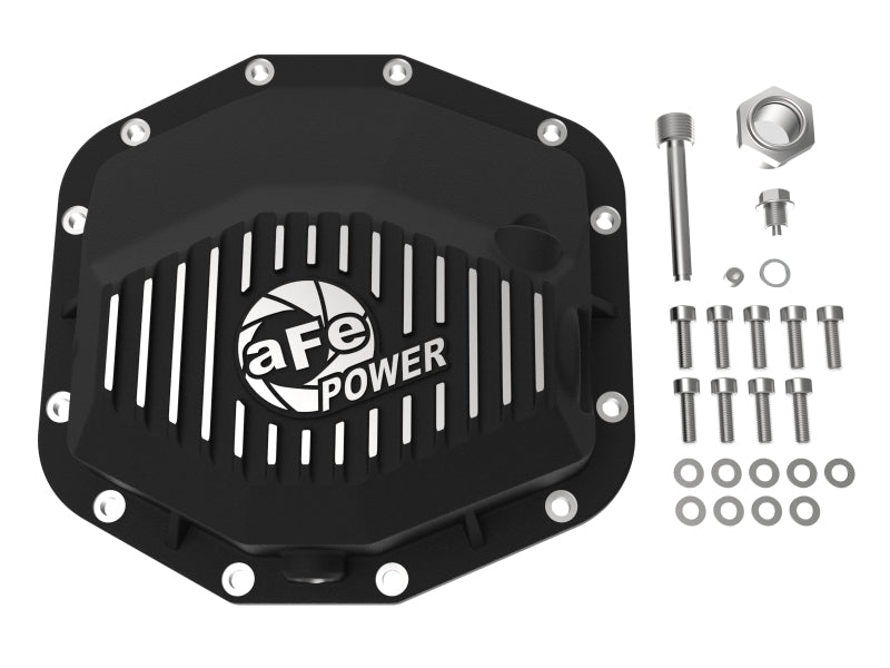 aFe POWER 21-22 Ram1500 TRX Hemi V8 6.2L PRO Series Rear Diff Cover Black w/Machined Fins & Gear Oil 46-71281B 46-71281B Photo - Unmounted