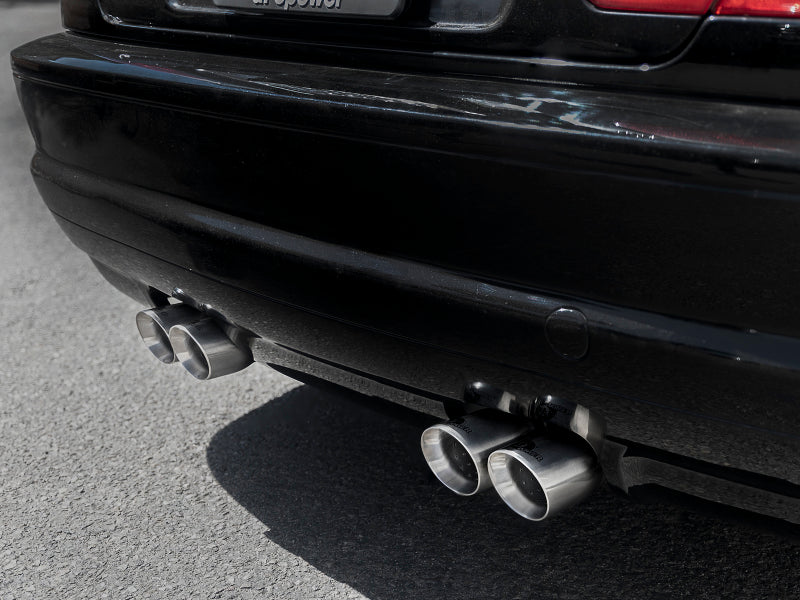 aFe MACH Force-Xp 2.5in 304 SS Cat-Back Exhaust w/ Polished Tips 01-06 BMW M3 49-36344-P 49-36344-P Photo - Mounted