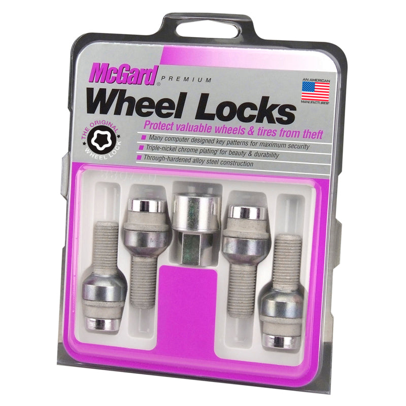 McGard Wheel Lock Bolt Set - 4pk. (Radius Seat) M14X1.5 / 17mm Hex / 28.2mm Shank Length - Chrome 28020 28020 Photo - in package