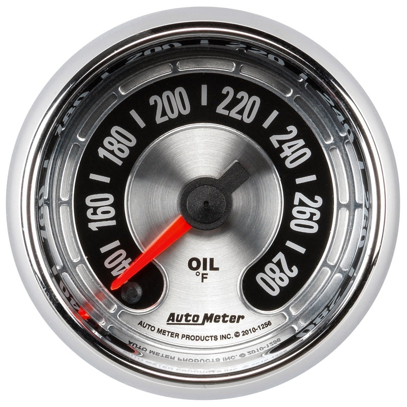 Autometer American Muscle 2-1/16in Full Sweep Electric Digital Stepper 140-280 Deg F Oil Temp Gauge 1256 1256 Photo - Primary