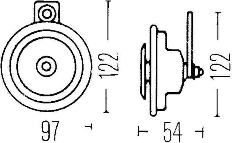 Hella Sharptone Horn Kit 12V 415/350Hz Yellow (3BB922000731 = H31000001) H31000001 Technical Drawing