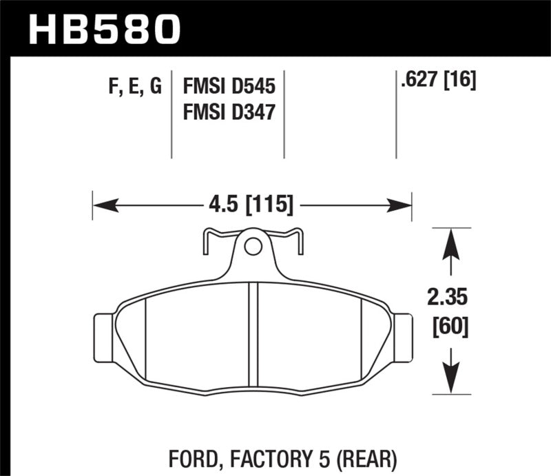 Hawk Blue 9012 Brake Pads Rear Ford Taurus SHO 1989-1992 HB580E.627 Photo - Primary