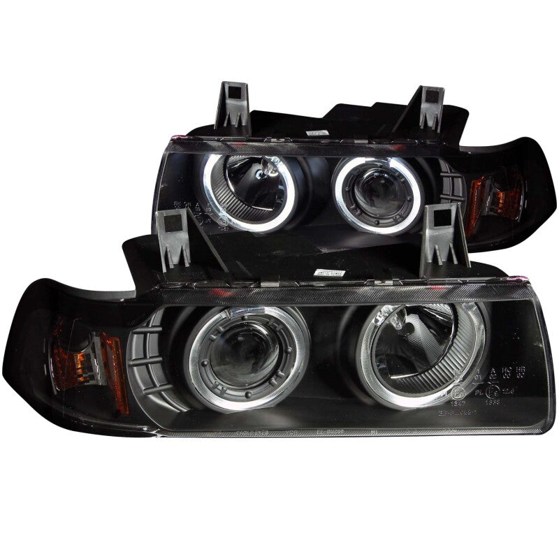 Anzo 1992-1998 BMW 3 Series E36 Projector Headlights w/ Halo Black G2 1 pc 121325 Photo - Primary