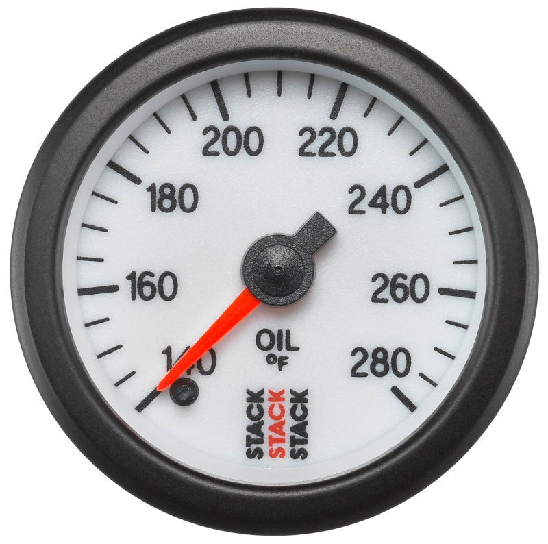 Autometer Stack 52mm 140-280 Deg F 1/8in NPTF Male Pro Stepper Motor Oil Temp Gauge - White ST3360 ST3360 Photo - Primary