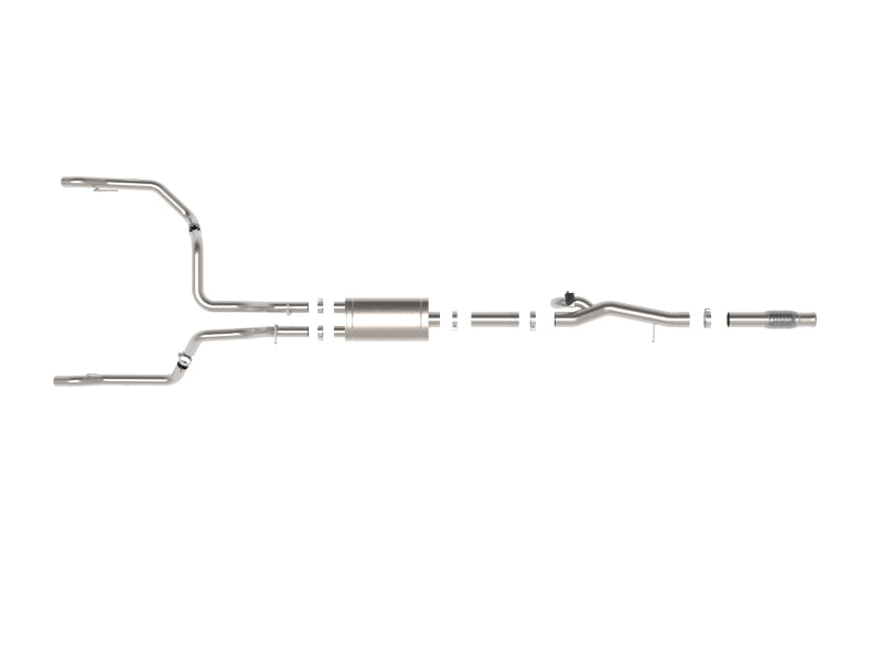 aFe Gemini XV 4in to Dual 3in 304 SS Cat-Back Exhaust w/ Cutout 19-21 GM Silverado/Sierra V8-6.2L 49-34140 49-34140 Photo - Unmounted