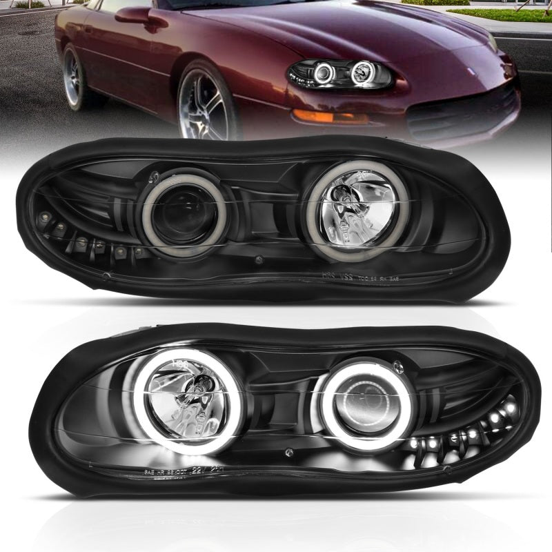 Anzo 1998-2002 Chevrolet Camaro Projector Headlights w/ Halo Black 121160 Photo - Primary