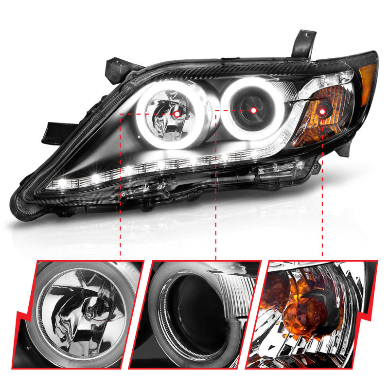 Anzo 2010-2011 Toyota Camry Projector Headlights w/ Halo Black (CCFL) 121442 User 3