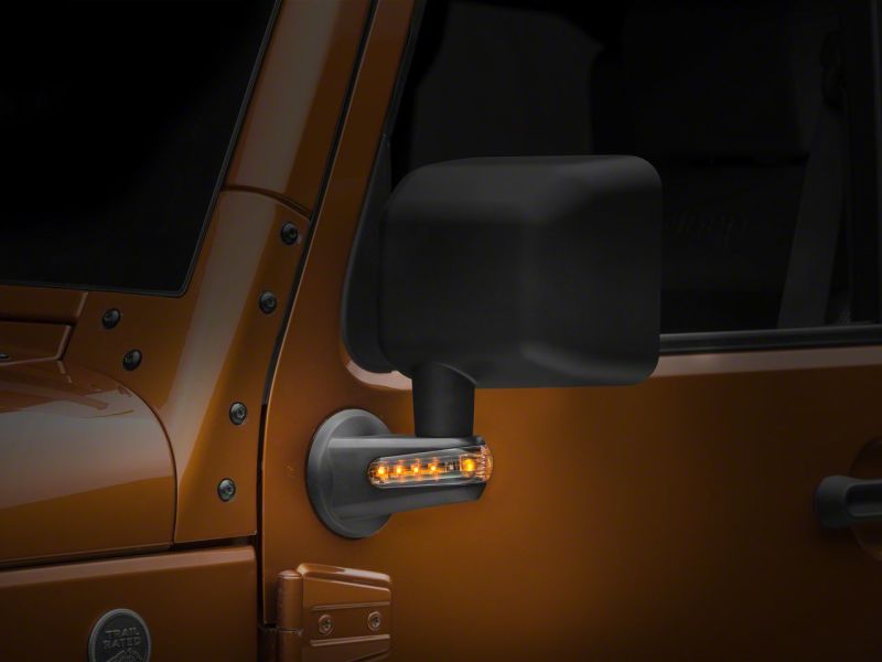 Raxiom 07-18 Jeep Wrangler JK Side Mirrors w/ LED Signal Indicators- Blk J106890 J106890 Photo - Close Up