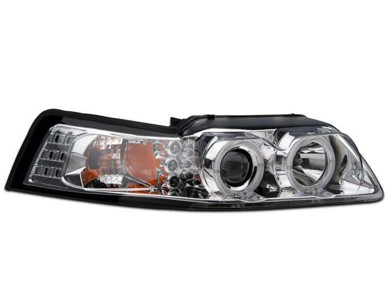 Raxiom 99-04 Ford Mustang Dual LED Halo Projector Headlights- Chrome Housing (Clear Lens) 49114 49114 Photo - Close Up