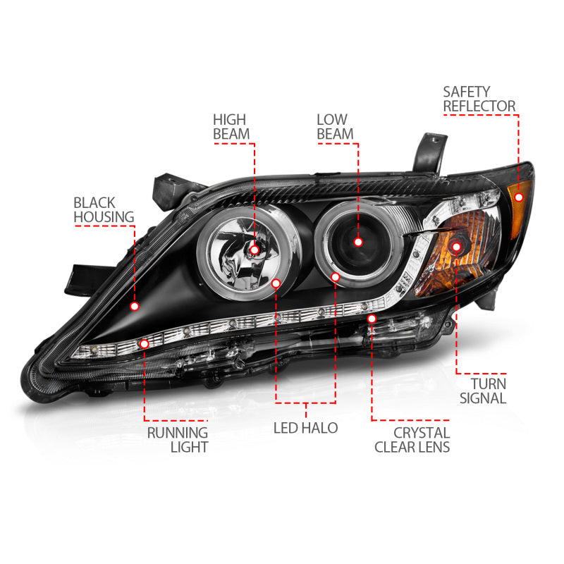 Anzo 2010-2011 Toyota Camry Projector Headlights w/ Halo Black (CCFL) 121442 User 4