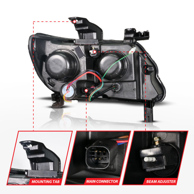ANZO 15-22 Chevy Colorado Blk Housing Full LED DRL Projector Headlight w/ Sequential Light Bar 111634 111634 Photo - Unmounted