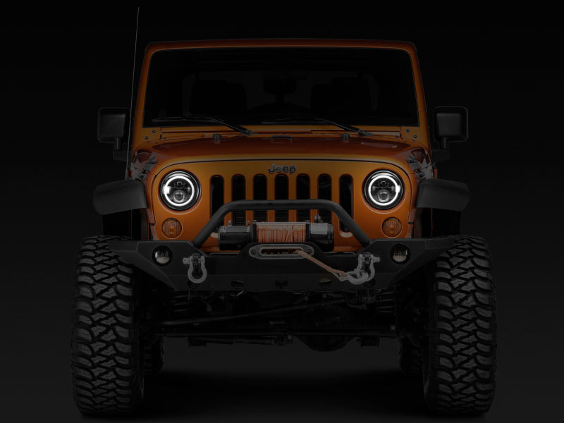 Raxiom 97-18 Jeep Wrangler TJ/JK Axial Halo Headlights w/ DRL Amber Signals- Blk Hsng (Clear Lens) J108037 J108037 Photo - Close Up