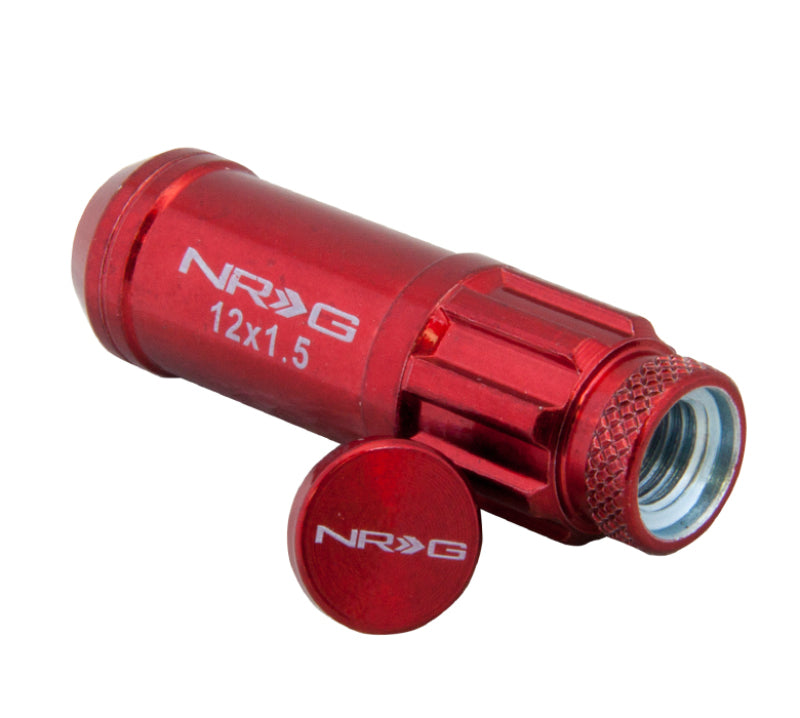 NRG New Steel Lug Nut M12 x 1.5 w/ Dust Cap Cover Set 21 pc Red w/ Locks LN-LS700RD-21 Photo - Primary