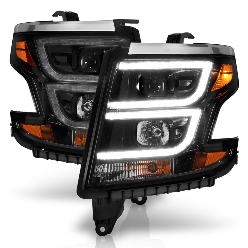 ANZO 2015-2020 Chevy Tahoe Projector Headlights Plank Style Black w/DRL 111492 111492 Photo - Unmounted