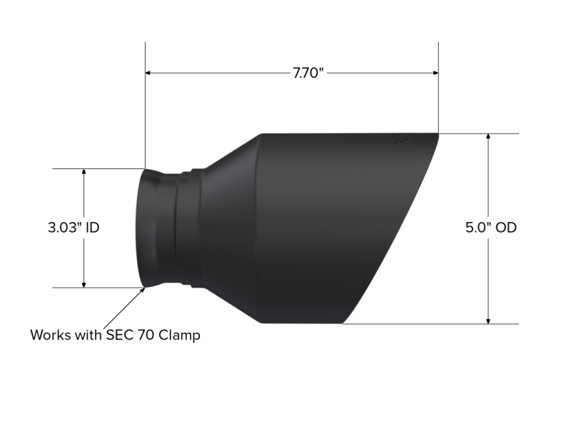 MBRP 15-23 Dodge Charger 5.7L/6.2L/6.4L T304 3in ID / 5in OD Out / 8in Length Angle Cut Black Tip T5197BLK T5197BLK Photo - Close Up