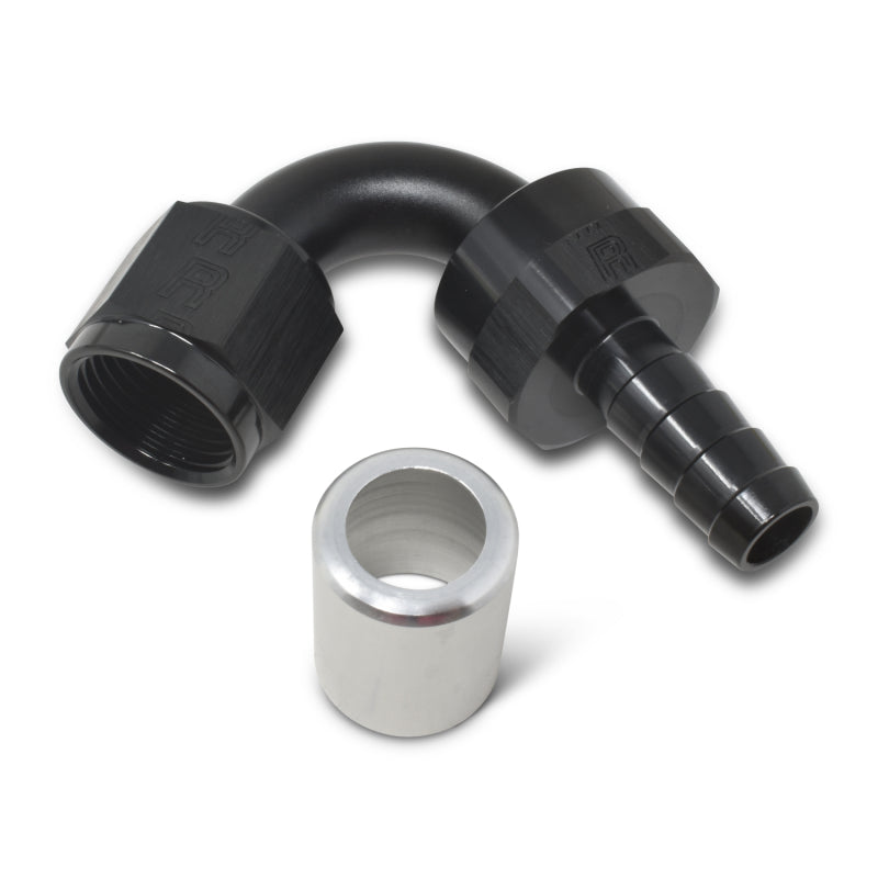 Russell Crimp-On 120° Tight Radius Hose End - Black / Silver 610673 Photo - out of package